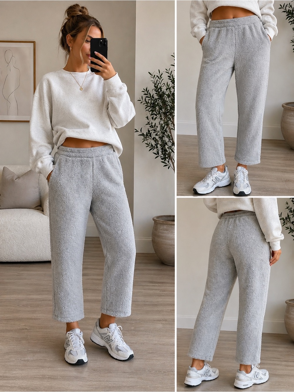 Patagonia Sherpa Fleece Lounge Pants Gray Cozy Joggers Size Small